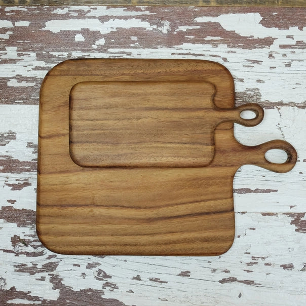 Square Cutting Board with Cast-Iron Handles