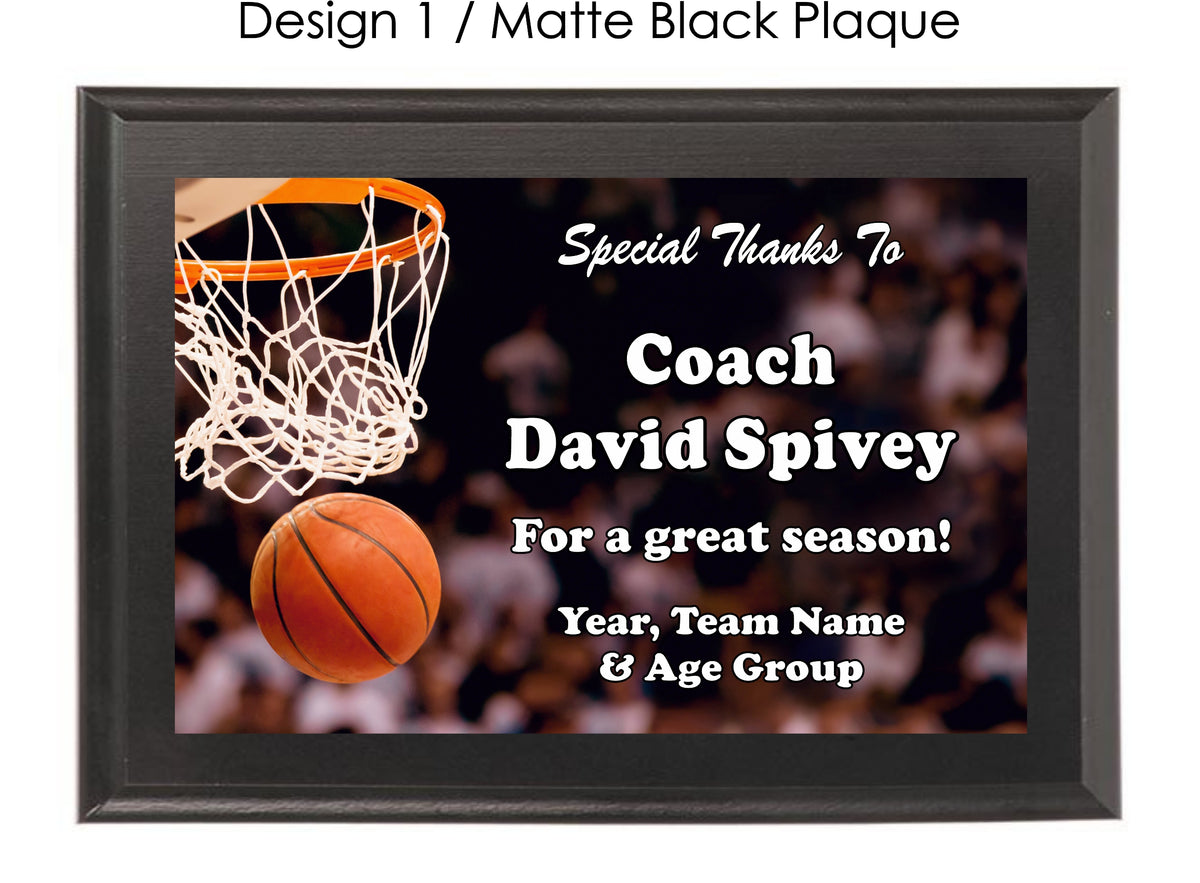 Basketball Coach's Plaque Basketball Coach Appreciation Plaque FREE  Engraving