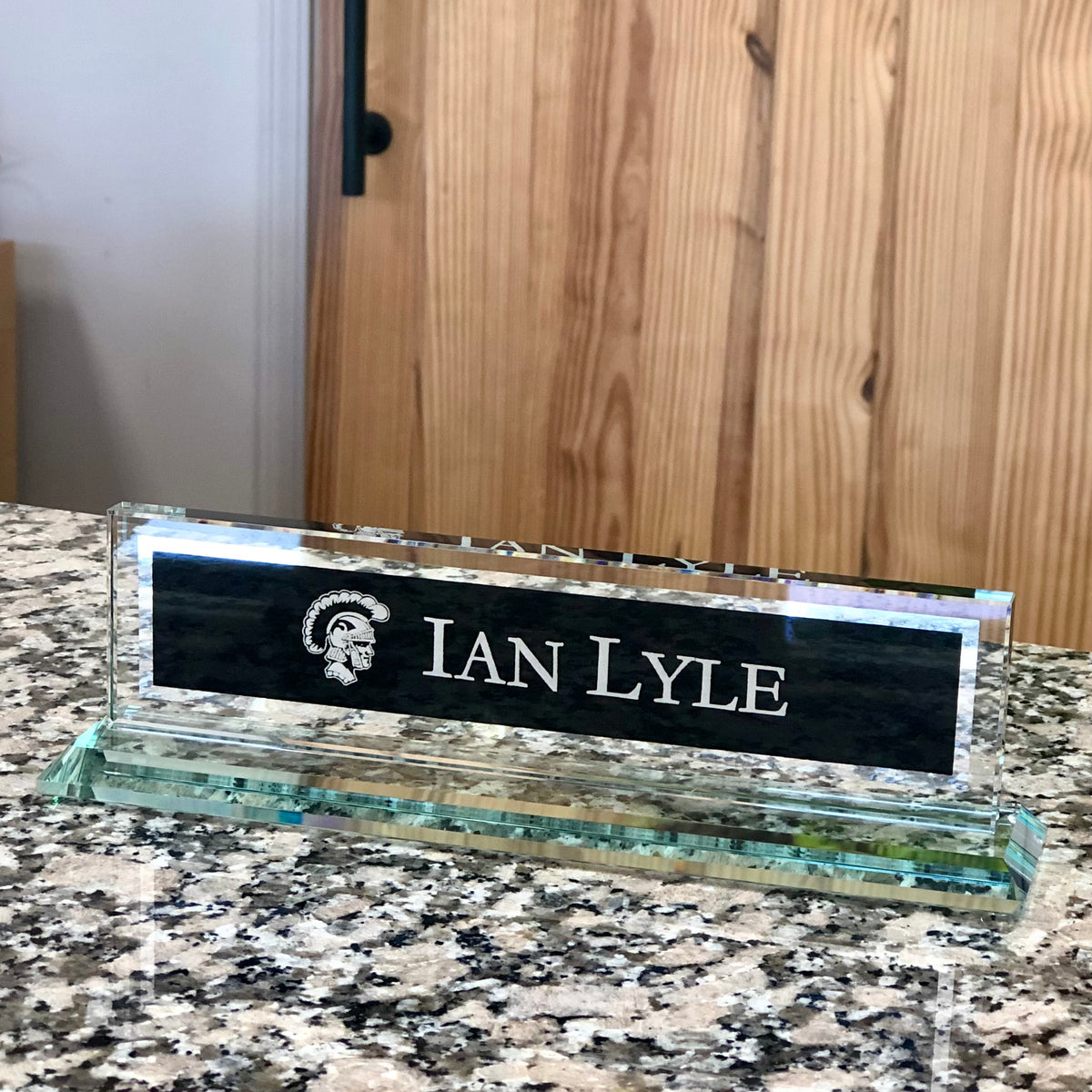 Glass Desk Name Plate Glass Name Bar Personalized Glass Name Plate 3911