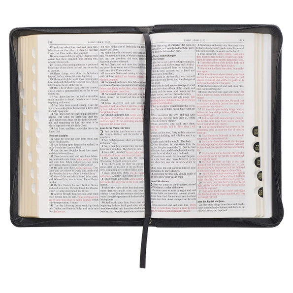 KJV Bible - Gray/Black Faux Leather w/ Zipper