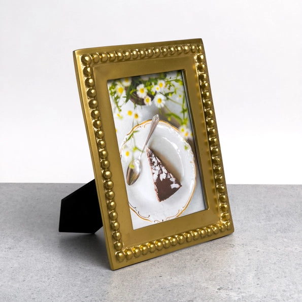 Picture Frame - Antique Gold Beaded | Holds 5" x 7" Photo