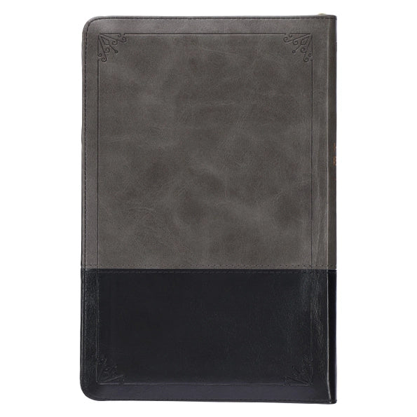 KJV Bible - Gray/Black Faux Leather w/ Zipper