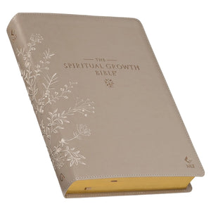 Embroidered Taupe Faux Leather Spiritual Growth Bible