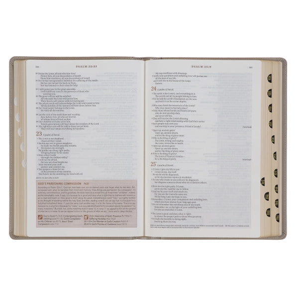 Embroidered Taupe Faux Leather Spiritual Growth Bible