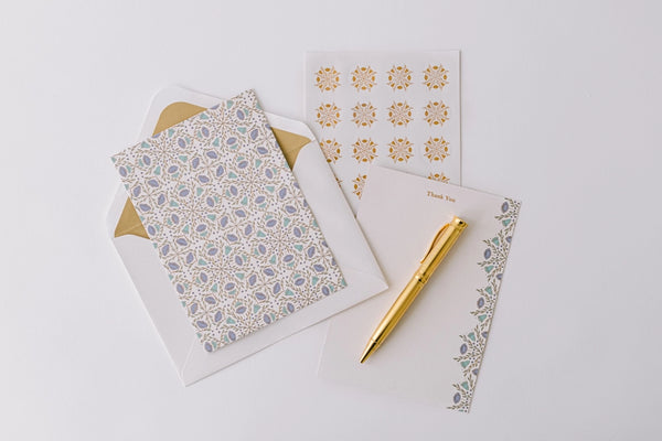 Luxury Stationary Set - Folk Pattern Thank You Cards