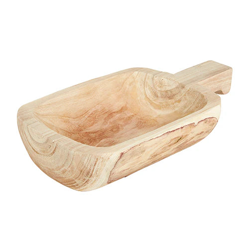 16" Paulownia Wood Bowl w/ Handle | Natural