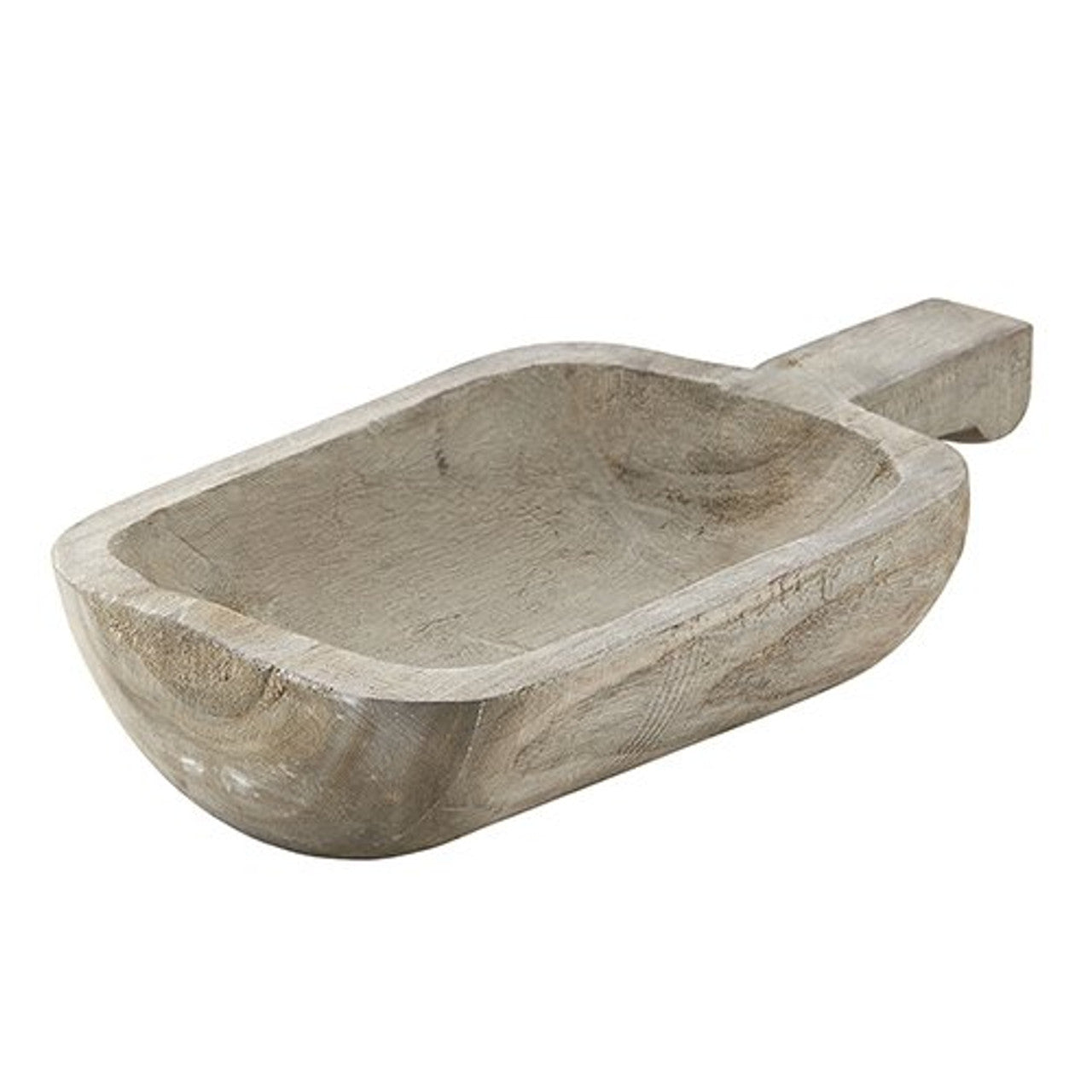 16" Paulownia Wood Bowl w/ Handle | Gray Wash