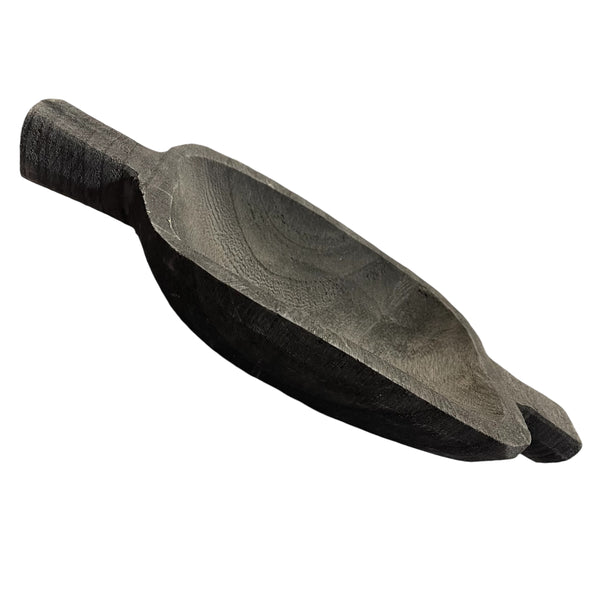 Paulownia Wood Bowl w/ Double Handle | Charcoal