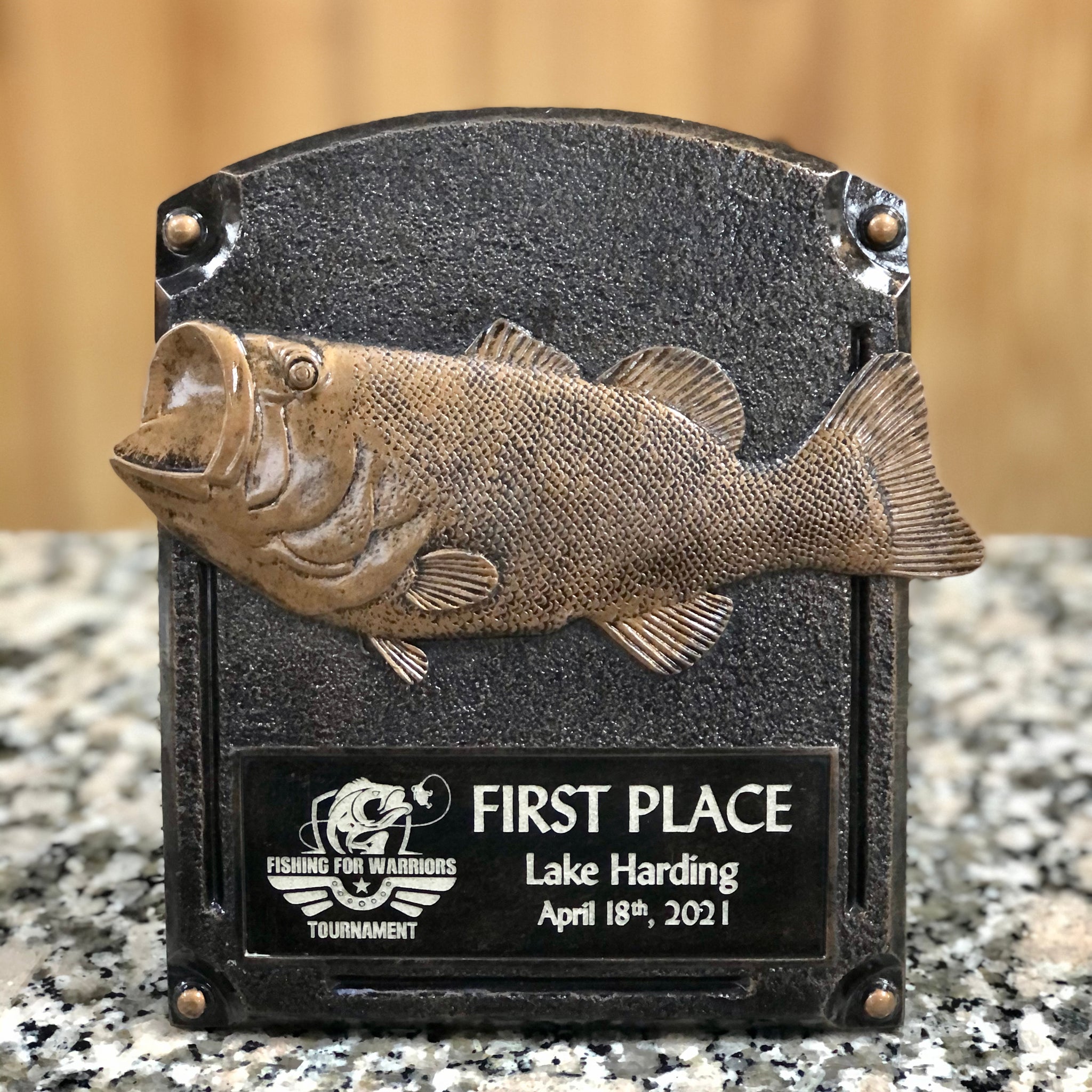 Fishing Perpetual Plaque, 12 Year top Bass Fishing Award, Plaque, Trophy w/Engraving