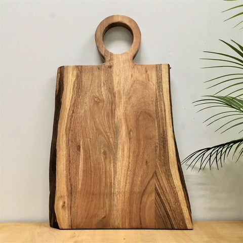 Cutting Board - Live Edge Acacia Wood w/ Round Handle